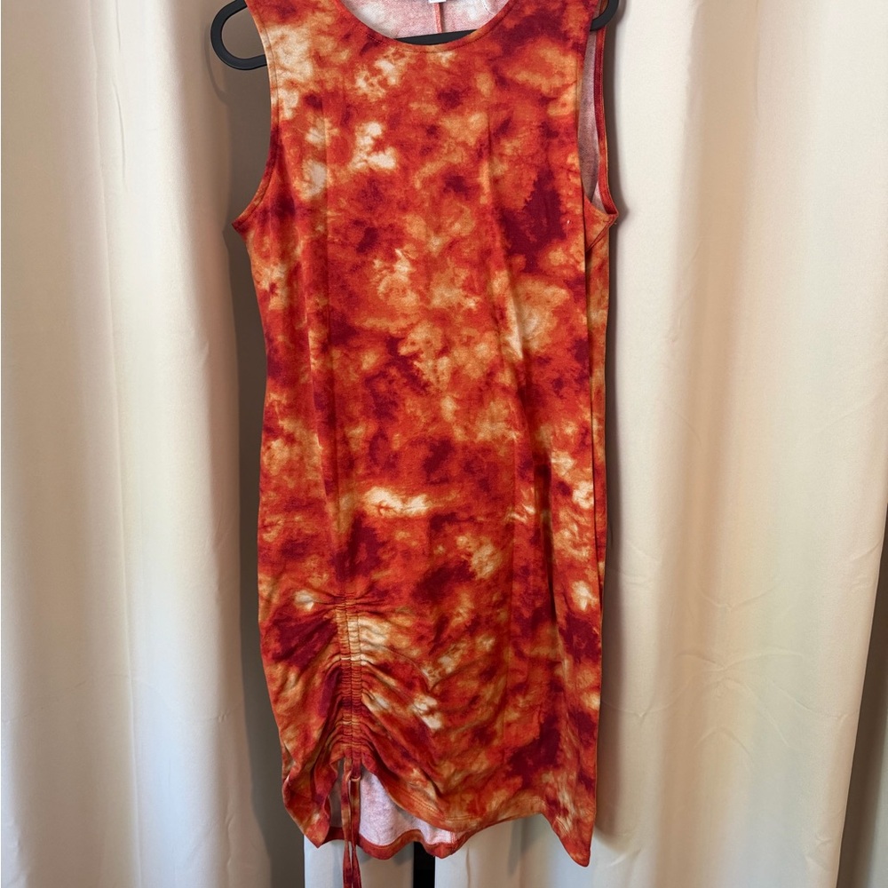 Emma & Michele Red and Orange Tie-Dye Mini Dress